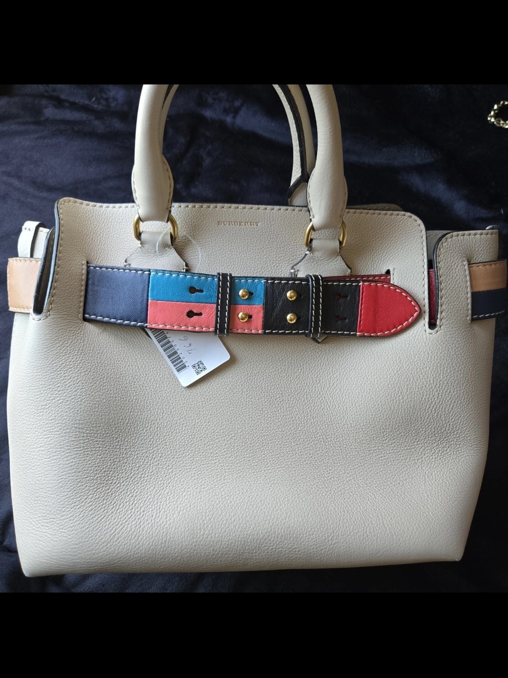 Burberry Marais Medium Geometric Belted leather satchel bag